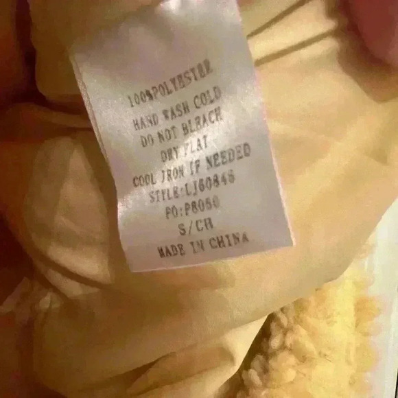 Small (fits M/L!) Yellow Sherpa button up jacket teddy jacket - Picture 6 of 8